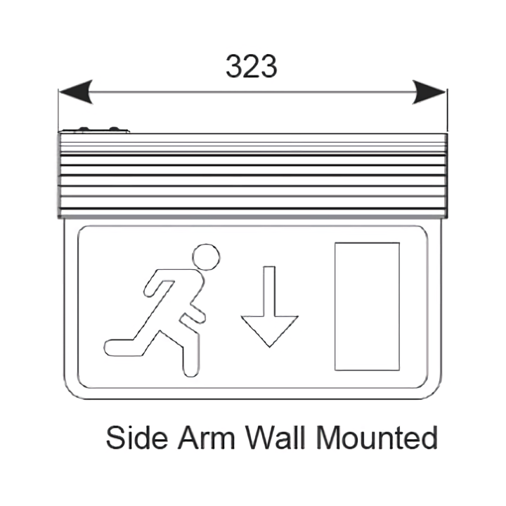  Ansell Eagle 3-in-1 LED exit sign diagram (side arm wall mounted)