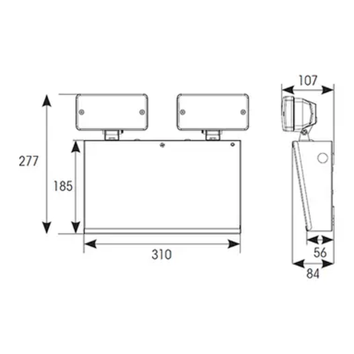  Twin Spot LED Emergency Floodlighting - Diagram