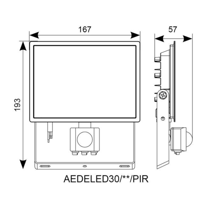  Eden LED Floodlight 30W PIR - Diagram