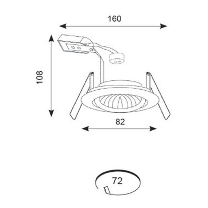  Twistlock Die-Cast Downlight Black Chrome - Diagram