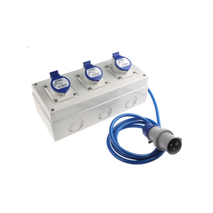 Multiple Surface Socket Blue 3GANG
